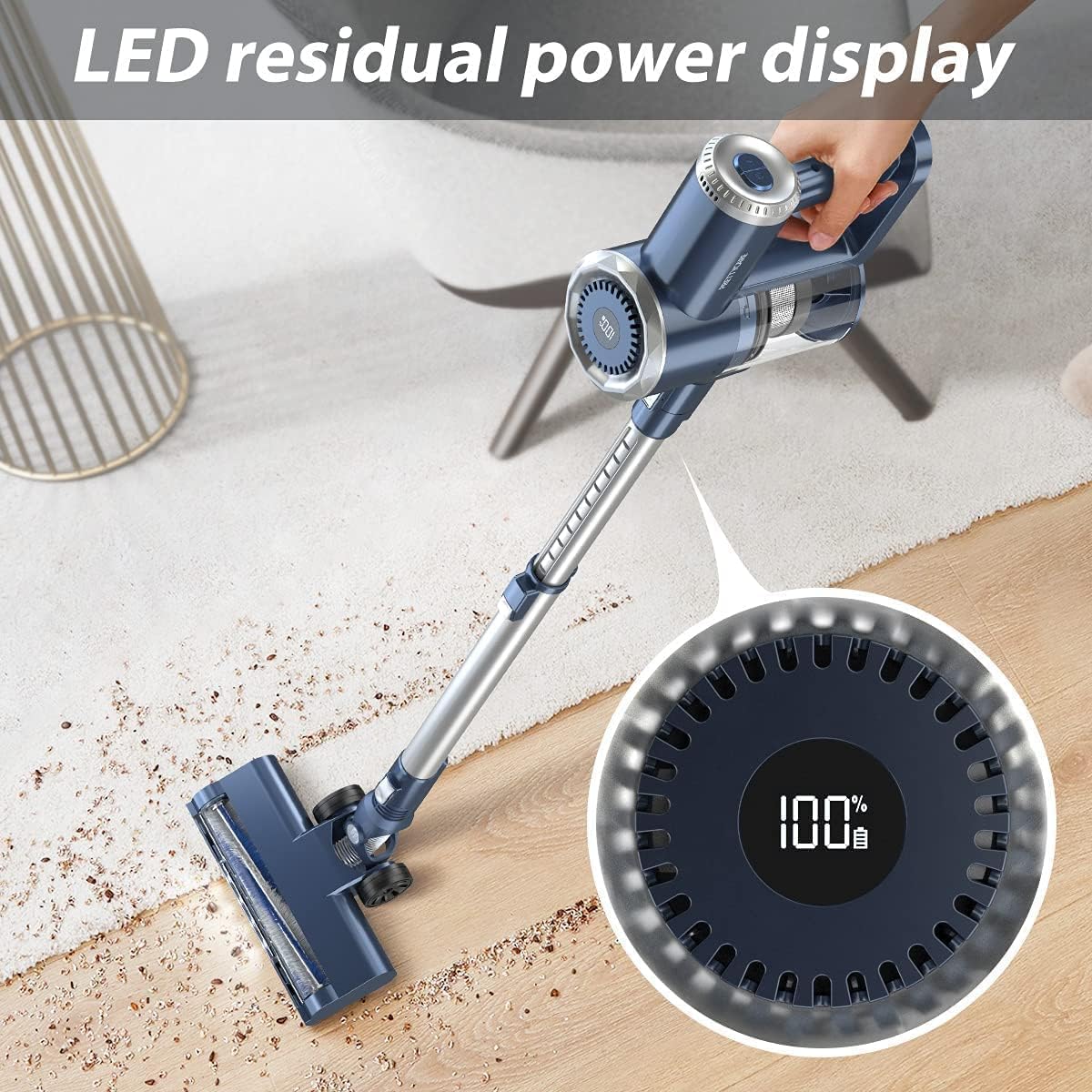 Cordless Stick Vacuum Cleaner with LED Display 20000Pa 4in1 Lightweight a7