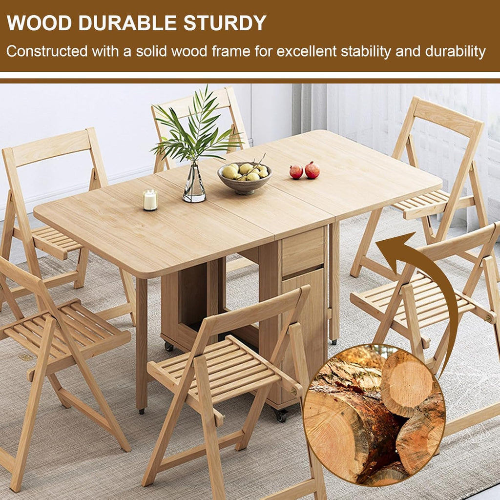 Folding Dining Table with 4 Chairs and Wheels a7
