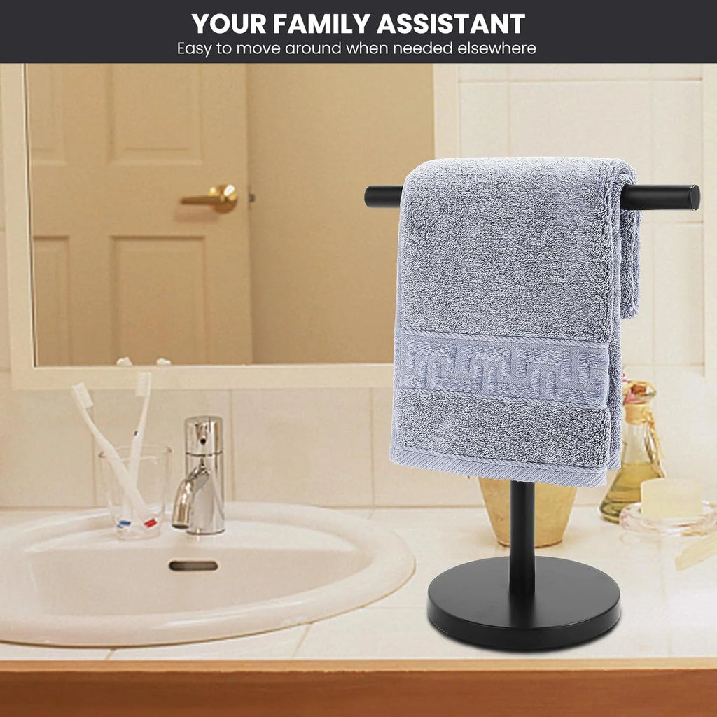 T-Shape Bath Towel Holder Stand Stainless Steel Matte Black k7