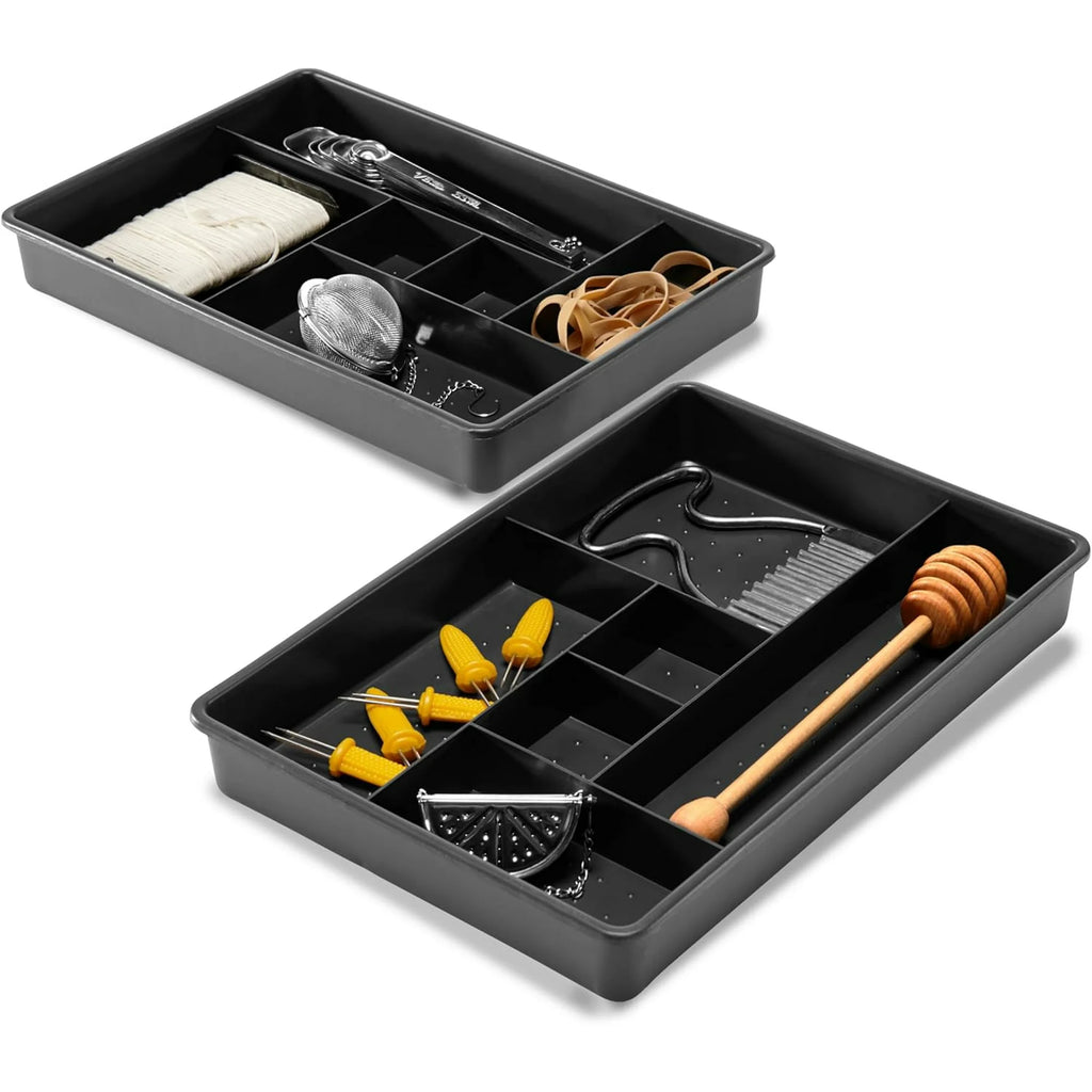 Plastic 6-Compartment Drawer Organizer Trays, Set of 2 a7