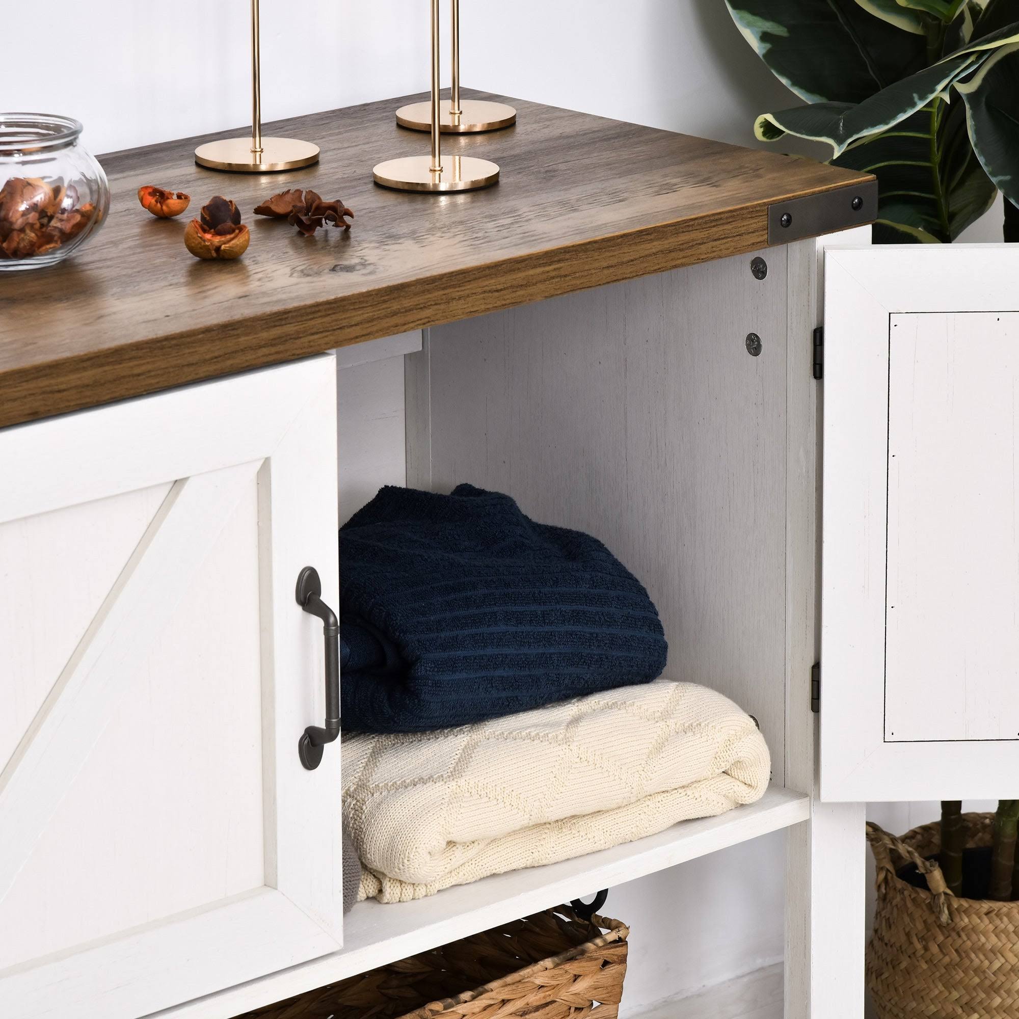 White Storage Cabinet with Bottom Shelf 7k