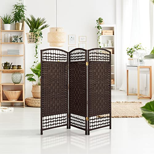 4 ft. Short Fiber Weave Folding Screen - White - 4 Panels