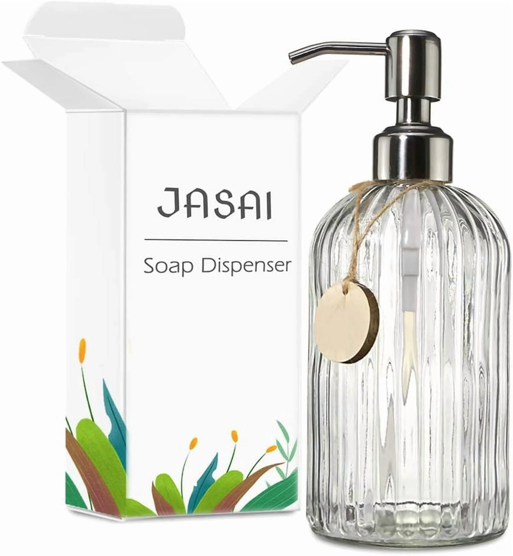 Clear Glass Soap Dispenser with Stainless Steel Pump a7k