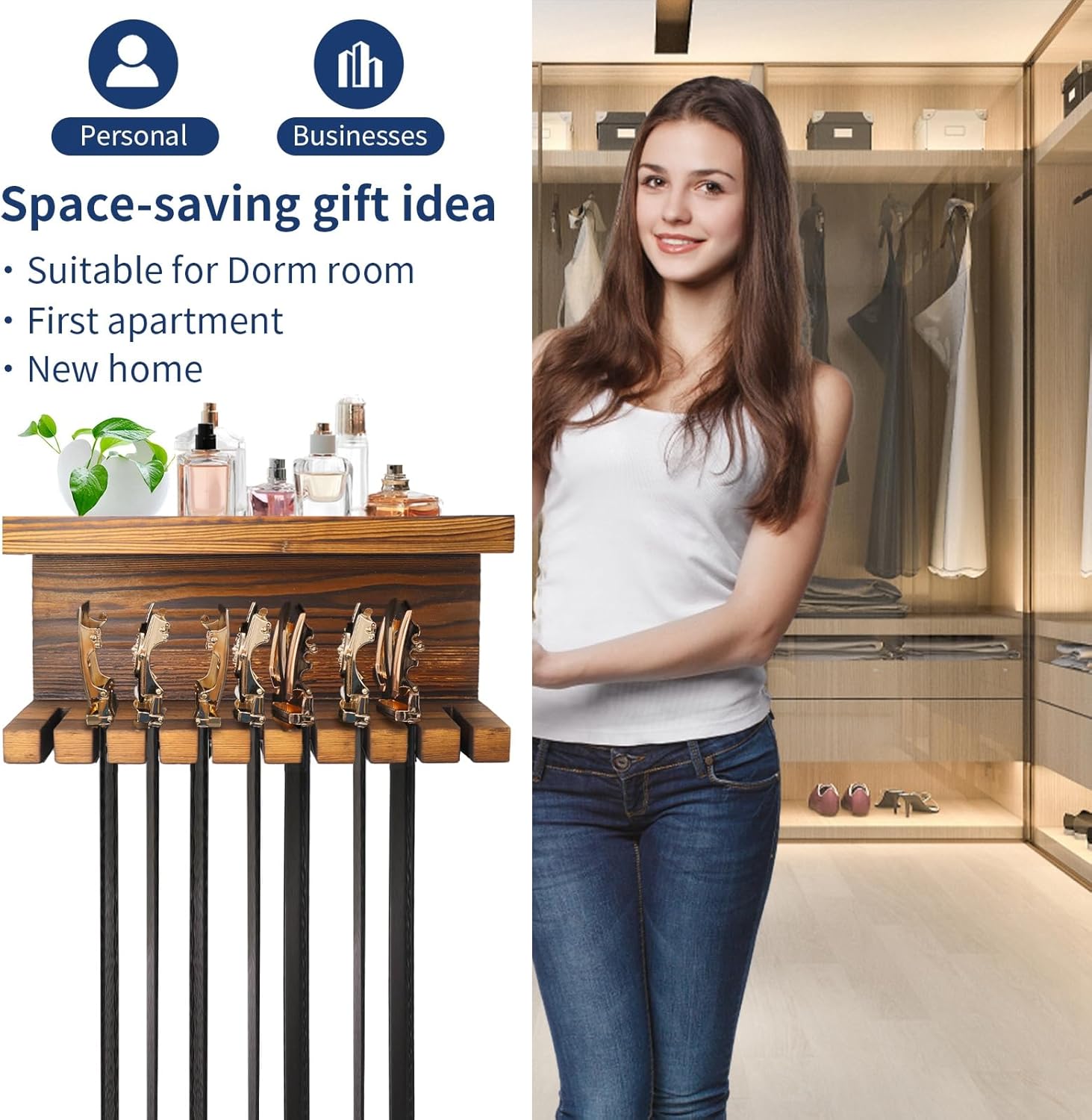 Belt Organizer with Wall Mount Shelving Rack k7p