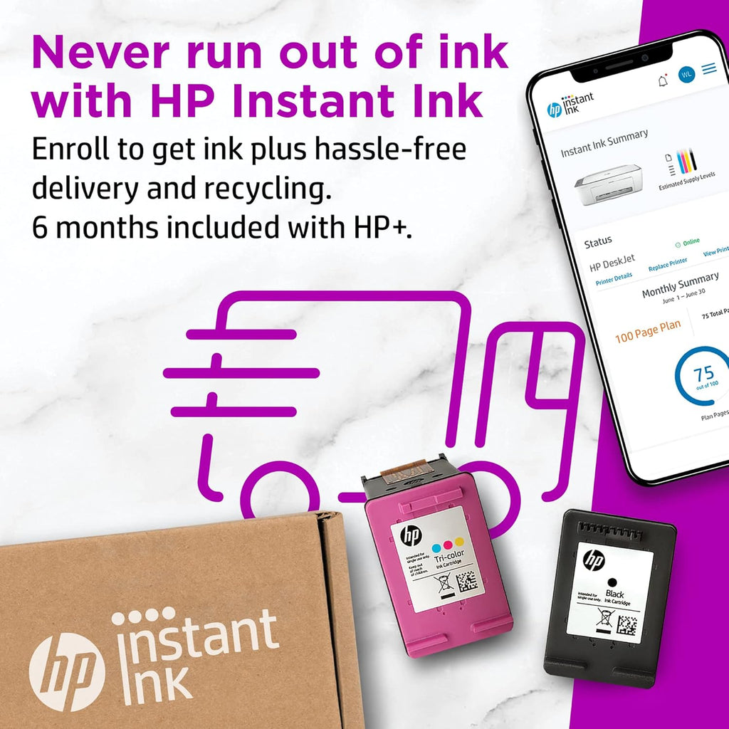Wireless Color All-in-One Printer with Instant Ink 2 Pack q7m