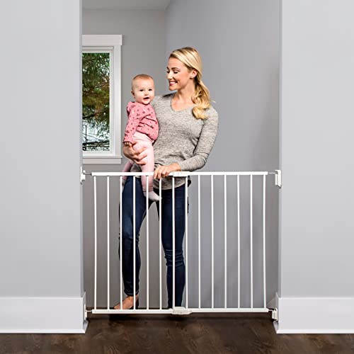 Retractable Baby Gate Extra Wide 50 Inch Walk Through White a7