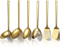 Gold Kitchen Utensils Set 6pcs, Titanium Plating Stainless Steel Cooking Utensils Set, Heavy Duty Kitchen Tools Spatulas Set, Home Essentials Kitchen Gadgets Accessories