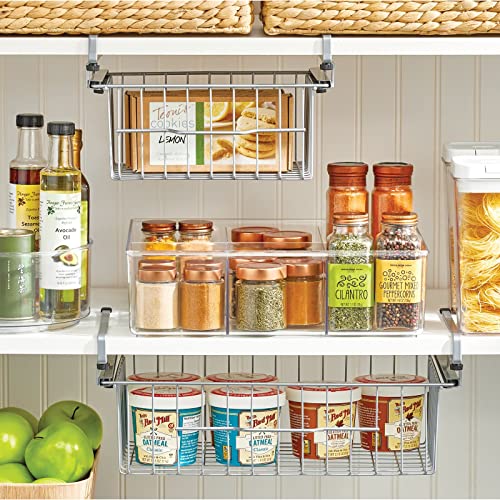 Metal Wire Under Shelf Storage Basket Organizer for Kitchen Cabinet a7