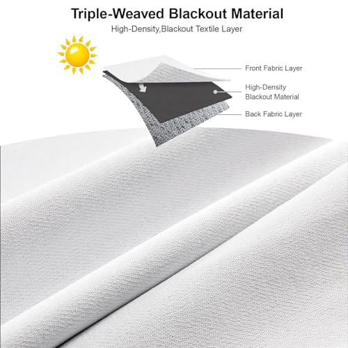 Faux Linen Blackout Curtains 84 Inch Light Grey Thermal Insulated Drapes k7