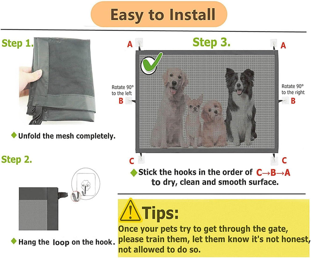 Pet Gate for House 43.3 W x 28.3 H Retractable Mesh Baby Gate for Stairs No Drilling, Black k7