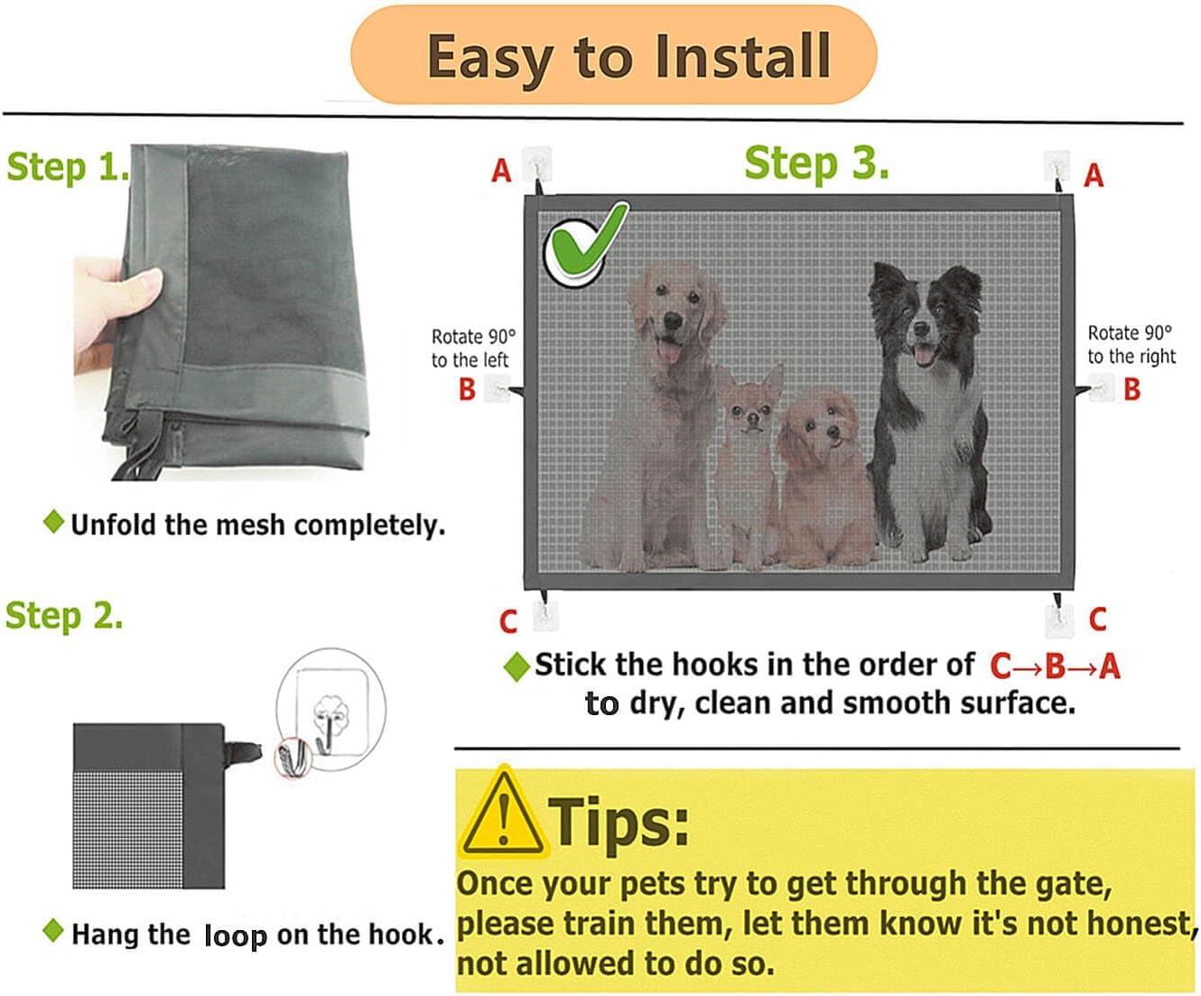 Pet Gate for House 43.3 W x 28.3 H Retractable Mesh Baby Gate for Stairs No Drilling, Black k7