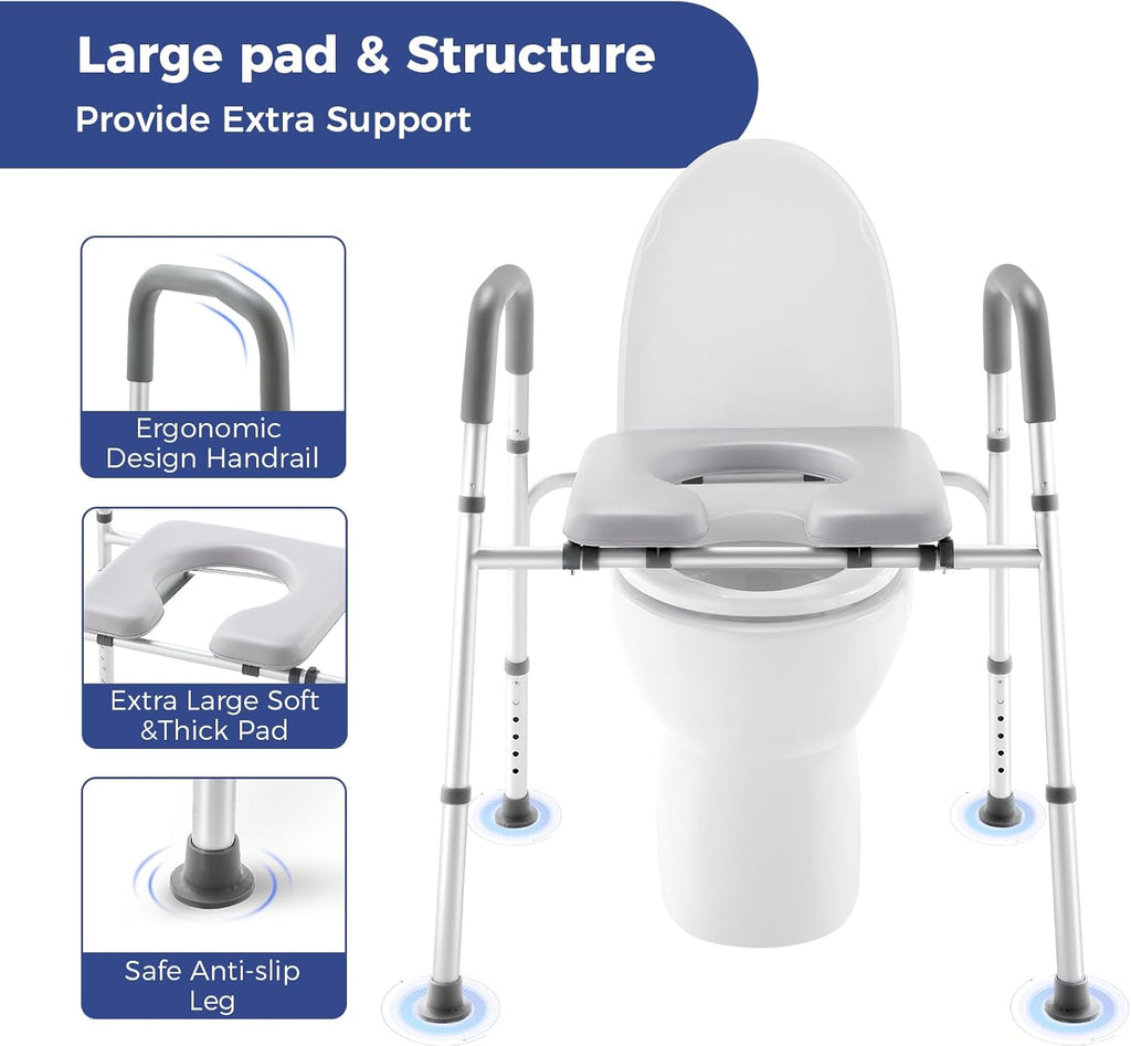 Elevated Toilet Seat Riser with Handles, Adjustable Width Height7k