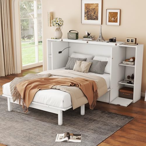 Queen Size Murphy Bed with Storage Drawers and USB Ports a7k