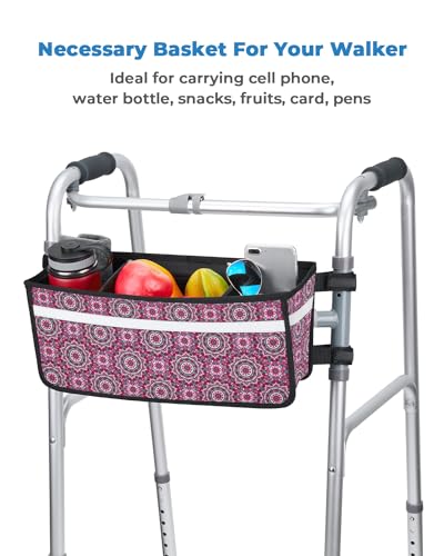Walker Basket with Drink Holder and Storage Bag Gray a7