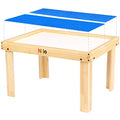 NILO Kids Play Table Set with 2 Compatible Lego Duplo Detachable Two-Sided Baseplates/Boards/Mats (N34 Activity Table without Holes, 24x32x20 and 2X Green Base Plates 12x32)