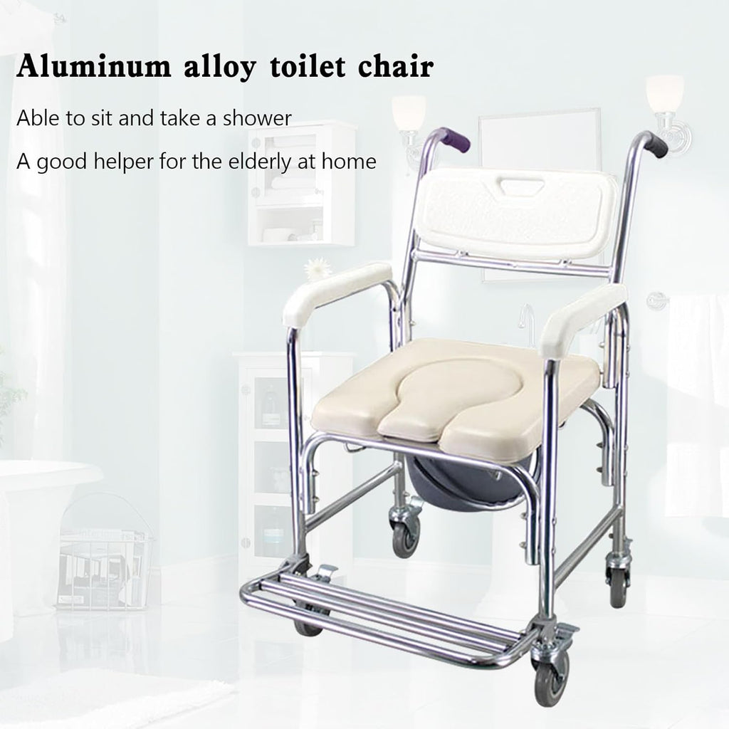 Multifunction Wheeled Toilet Commode Shower Chair q7k