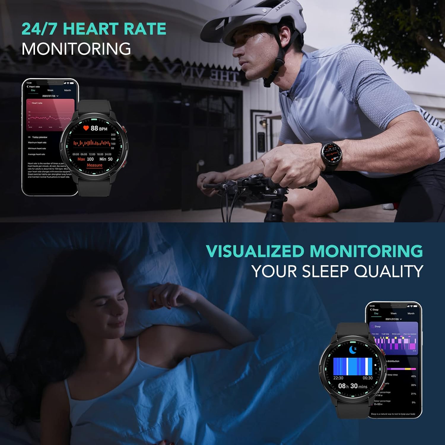 Smart Watch GPS Fitness Tracker Heart Rate Sleep Monitor IP68 Waterproof a7
