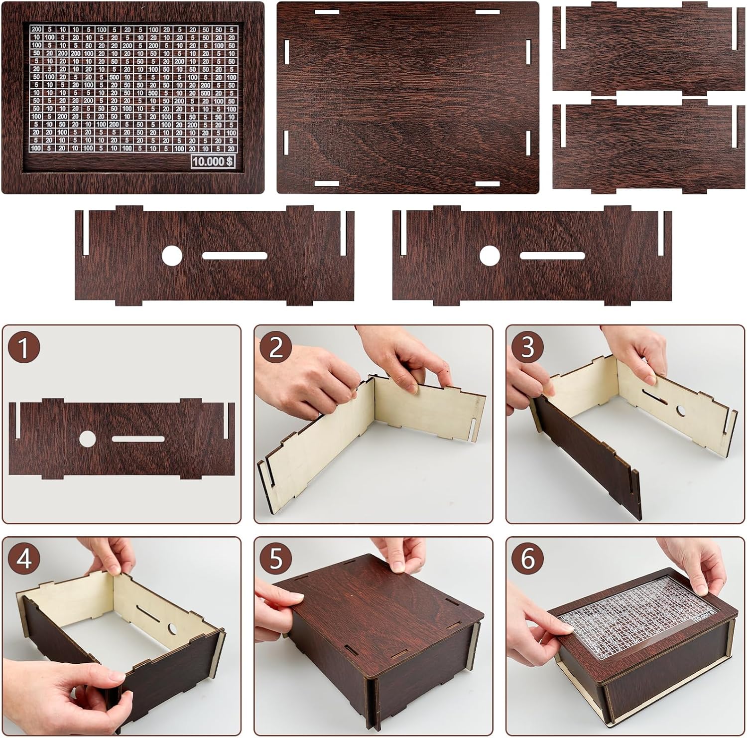 Wooden Money Saving Box with Counter for Adults and Kids a7