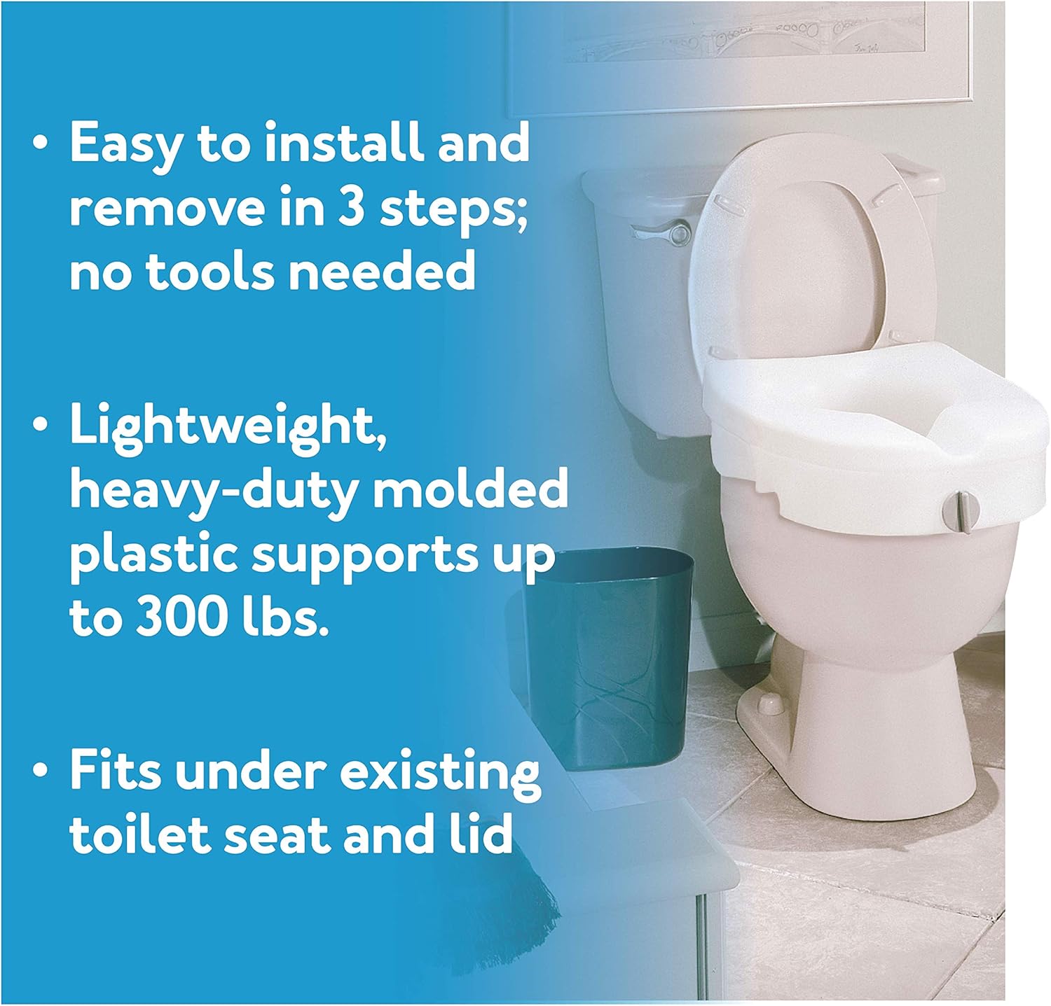 Raised Toilet Seat 5 Inch Lift Riser for Elderly White k7m