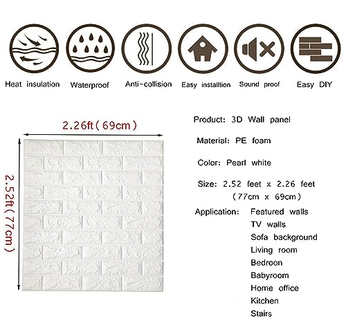 Brick Wall Panels 20 Pack Peel and Stick 3D Wallpaper Waterproof Foam Faux Brick q7
