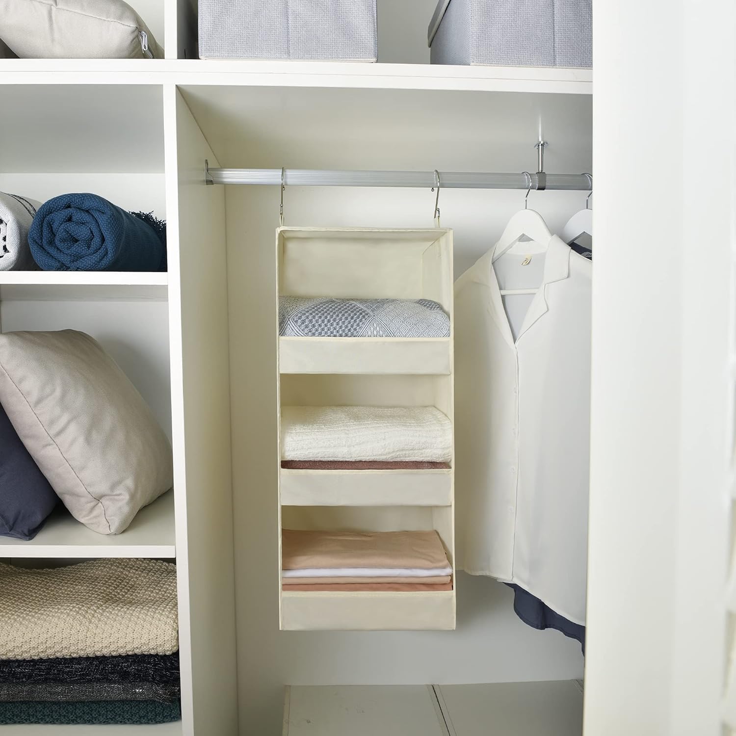 Cloth Storage Bins with Hanging Closet Organizer q7