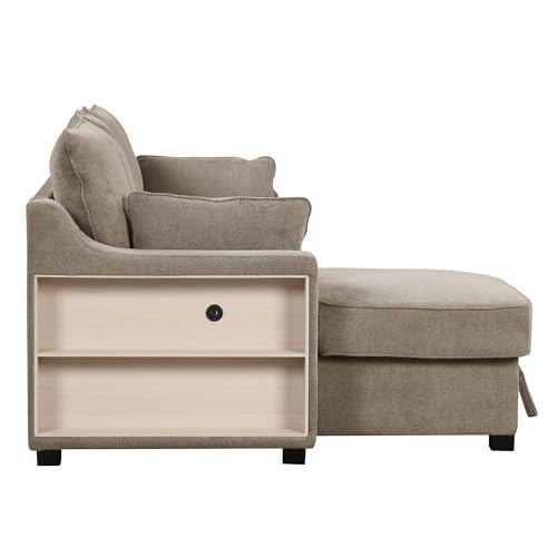 Pull Out Sleeper Sofa L-Shaped Convertible with Storage Chaise a7