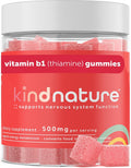 Kind Nature Vitamin B1 Gummies - Chewable Thiamine 500mg per Serving - Non GMO, Vegan, Natural Strawberry Flavor Thiamine B1 Supplement for Adults & Kids