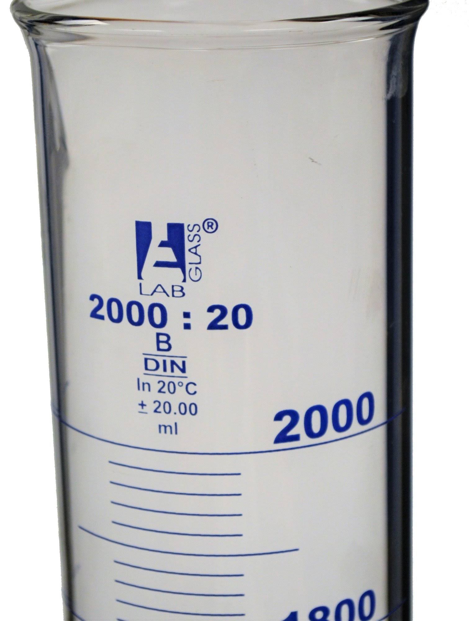 2000ml Graduated Measuring Cylinder Borosilicate Glass Hexagonal Base k7