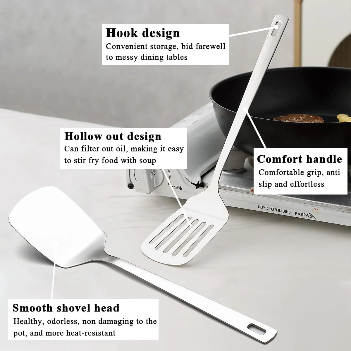 Gold Kitchen Utensils Set 6pcs Titanium Plating Stainless Steel a7
