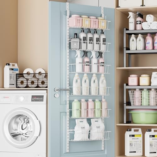 Over the Door Pantry Organizer 6-Tier Metal Storage Rack White a7