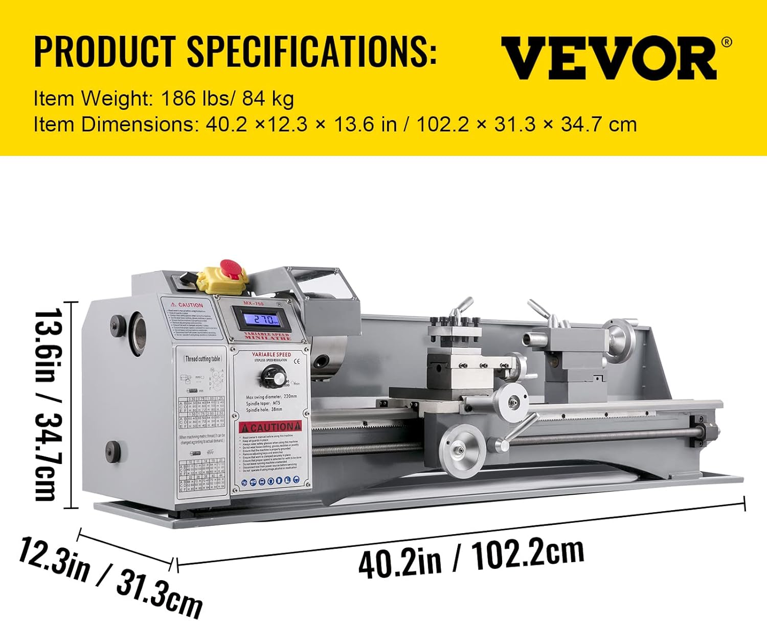 Metal Lathe 8.7 x 29.5 Inch Mini Variable Speed Machine a7