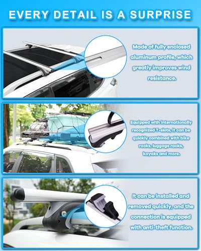 Car Roof Rack Cross Bars 55" Aluminum Universal Adjustable a7