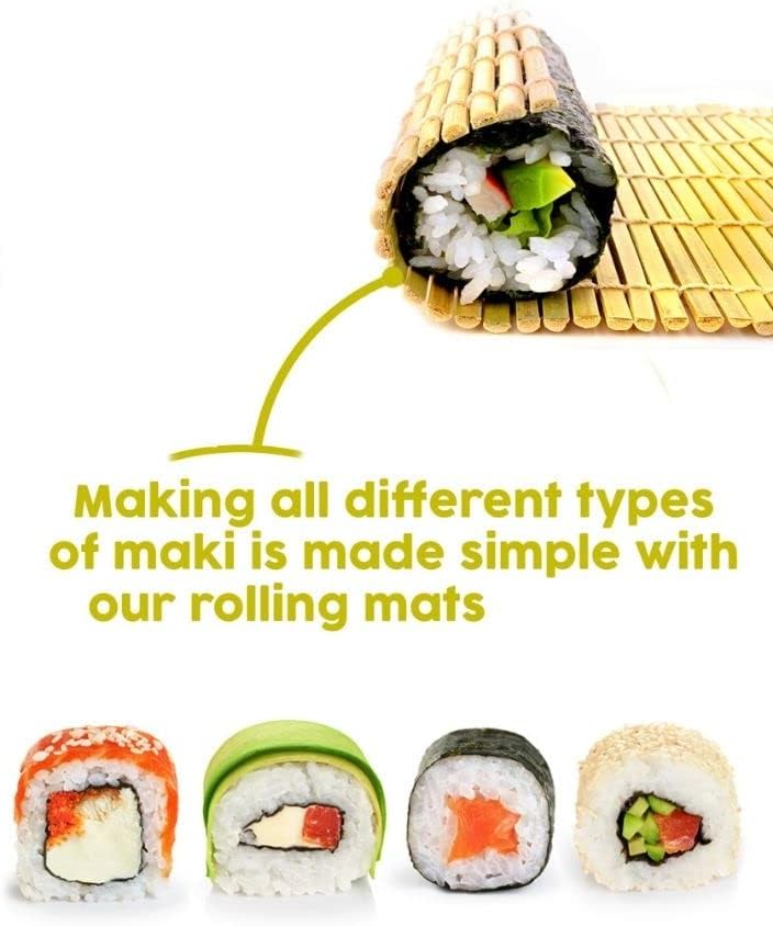 Bamboo Sushi Making Kit with Maki Maker, Onigiri Mold, Plate and Chopsticks a7