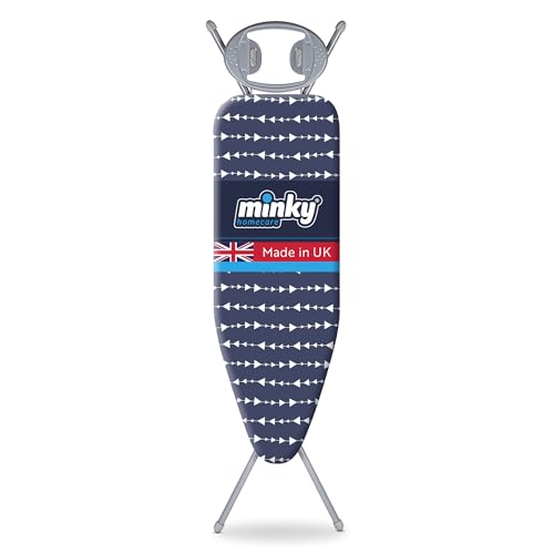 Freestanding Full Size Ironing Board with Iron Rest 43x14 Grey k7m