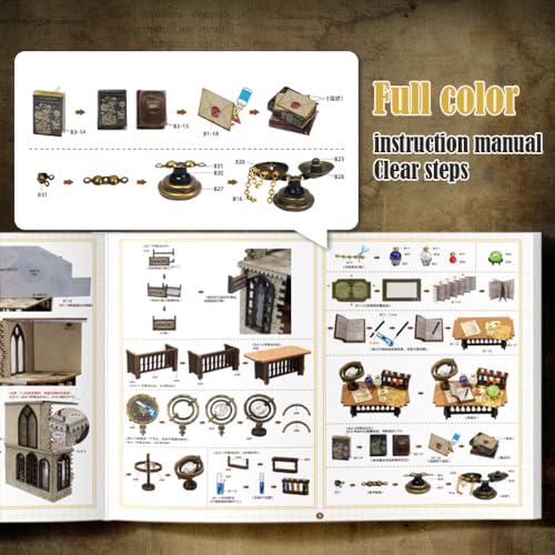 DIY Dollhouse Wooden Furniture Kit with Dust Cover and Music Box a7