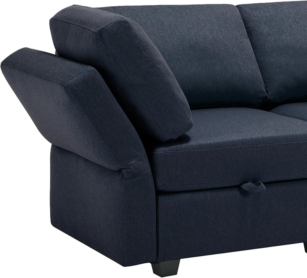 Small Sectional Sofa with Ottoman Storage Blue k7m