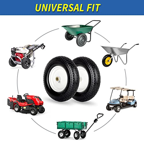 4.80/4.00-8" Flat-Free Solid Wheelbarrow Tire & Wheel, 3" Hub, 2 Pack k7m