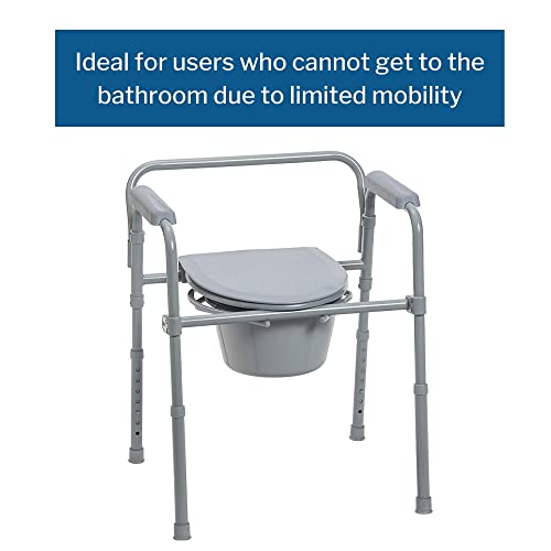Folding Commode Chair with Bucket, Adjustable Height q7