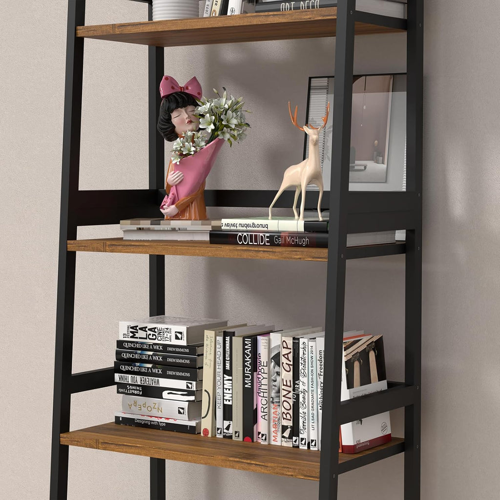 Bamboo Bookshelf 5 Tier Tall Corner Rack for Living Room a7