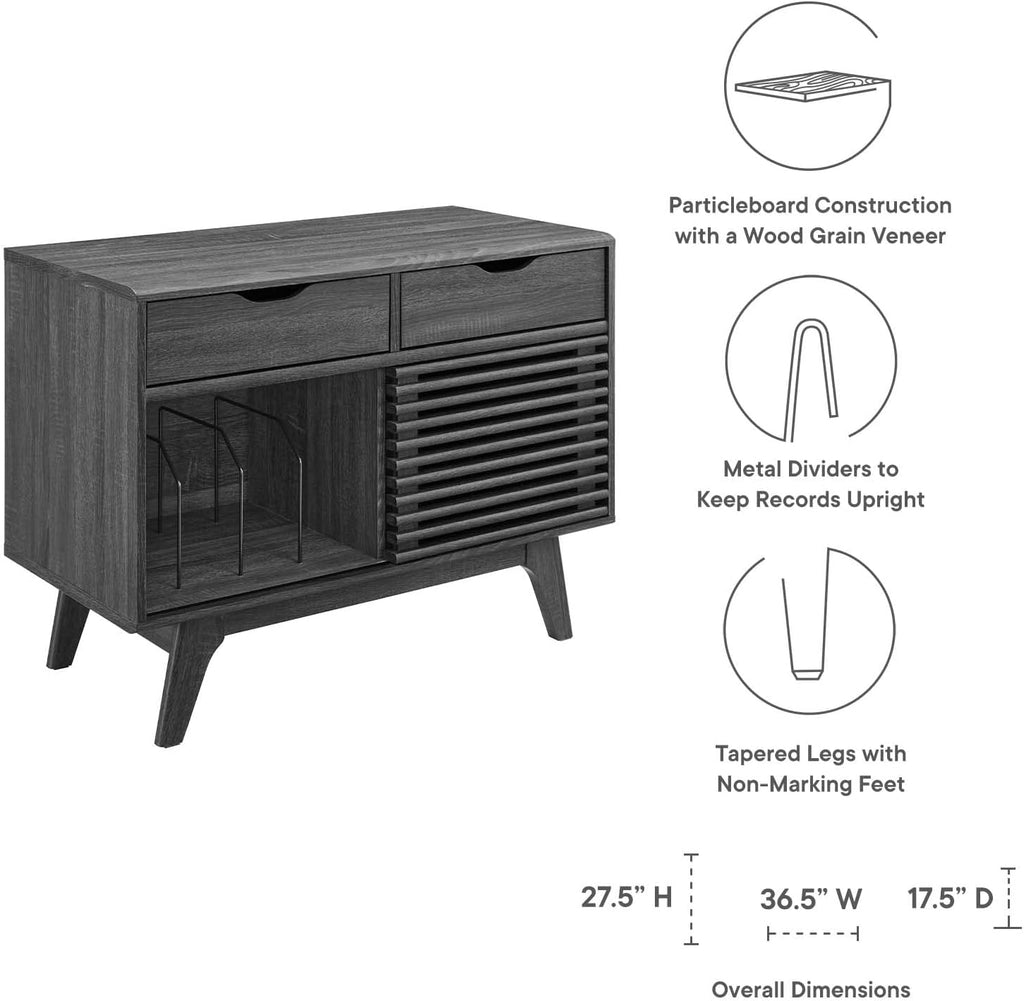 Vinyl Record Display Stand with Drawers a7k