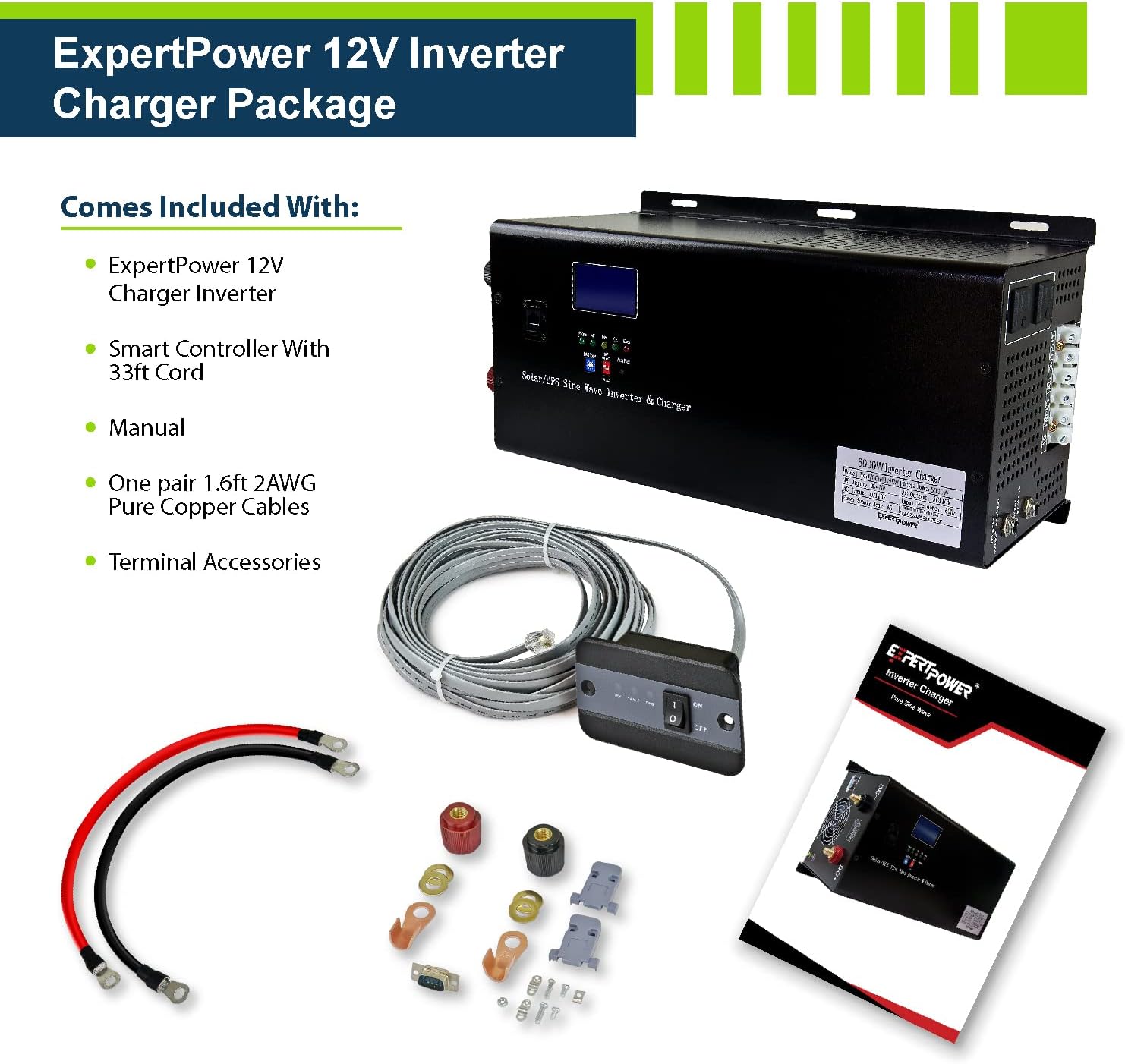 2.5KWH 12V Solar Power Kit LiFePO4 100Ah 400W Mono Panels MPPT Controller Inverter Off Grid a7