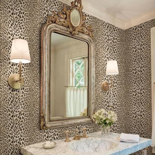 Leopard Textured Wallpaper Gold Glitter 3D Embossed Mural k7