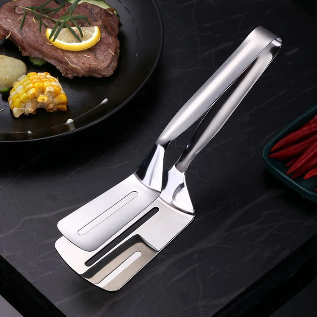 Stainless Steel Double-Sided Shovel Clip Kitchen Tongs a7