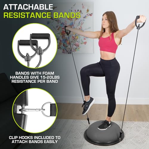 Balance Trainer Half Ball with Resistance Bands for Home Gym Workout k7m