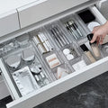 7pcs Clear Drawer Organizers Set, 4 Sizes Plastic Vanity Drawer Organizers And Storage Bins, Desk Drawer Organizer Trays For Makeup, Bathroom And Kitchen
