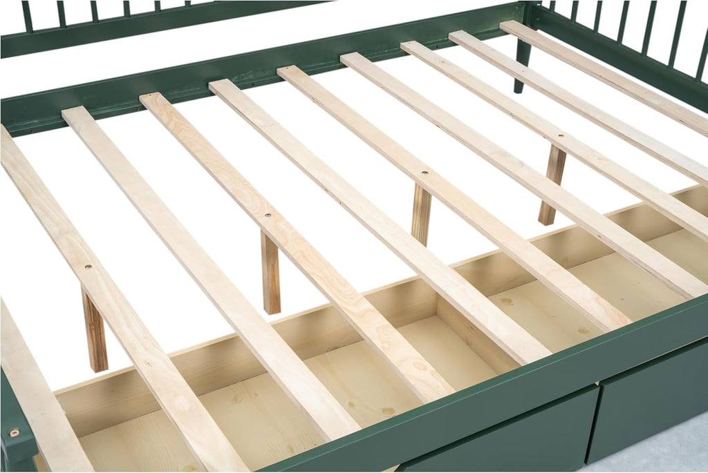 Daybed with Two Drawers Solid Wood Frame Green k7m