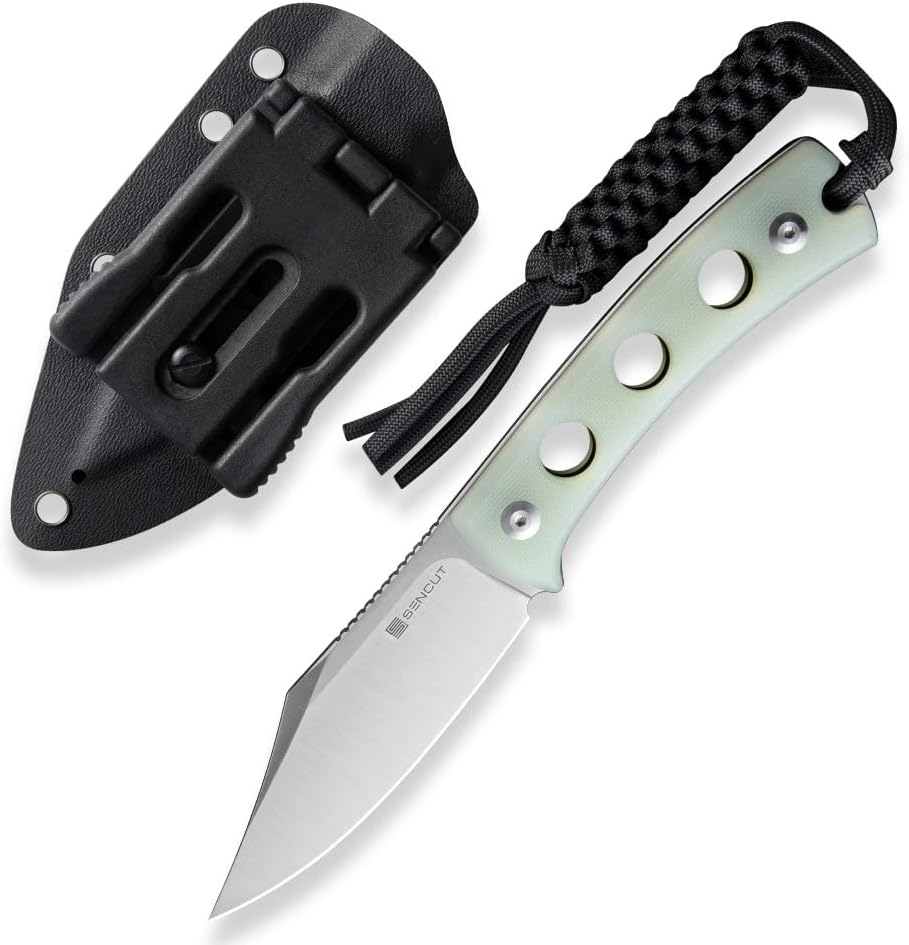 Fixed Blade Knife Full Tang Clip Point Satin G10 Handle Kydex Sheath EDC Outdoor q7k