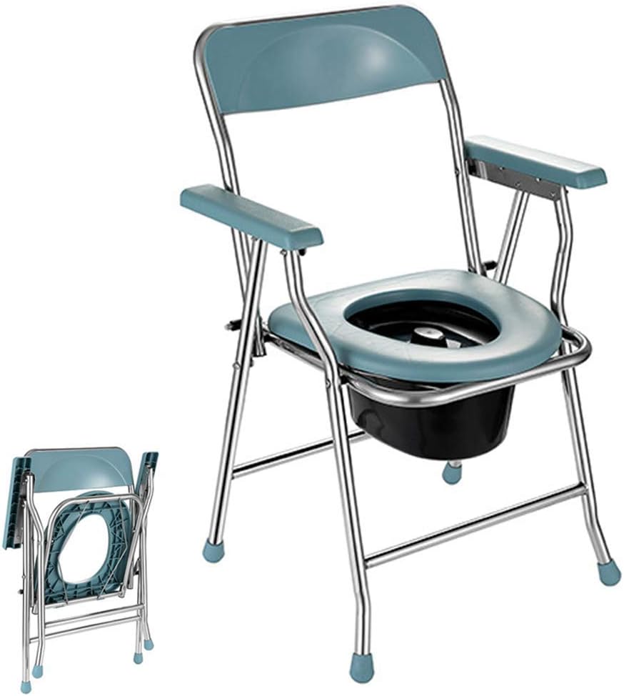 Bathroom Safety Toilet Shower Chair Folding Bedside Potty for Elderly Disabled k7m
