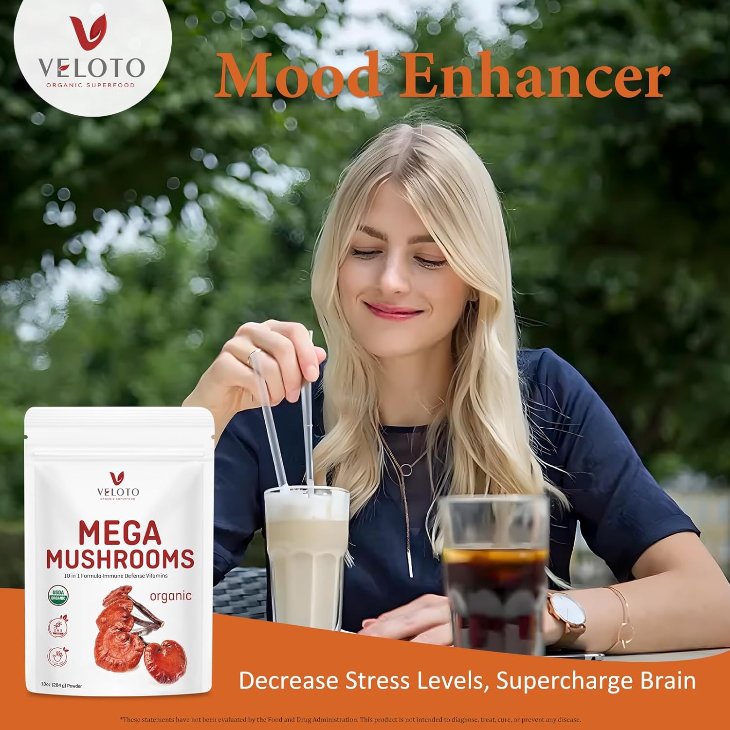 Organic Mushroom Powder Blend 10 in 1 Supplement k7