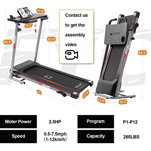 Folding Treadmill for Home 265lbs Electric Running Machine a7